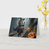 Carte Sorcière en volant sur une chambre (Fleur jaune)