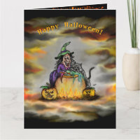 Sorcière et chat noir, Happy Halloween !