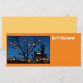 Carte sorcière et citrouille Halloween (Devant / Derrière)