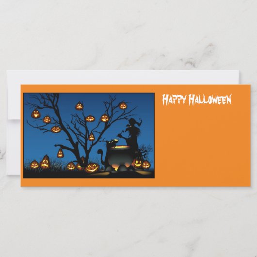 Carte sorcière et citrouille Halloween (Devant)