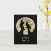 Carte Sorcière et hibou païens Samhain de Halloween de (Fleur jaune)