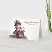 Carte Sorcière Fantaisiste et Grenouille dans un Chaudro (Devant)