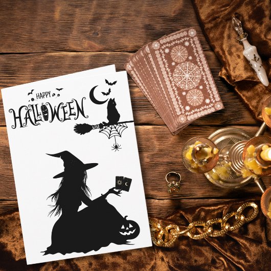 Carte Sorcière gothique Tarot Cute Chat Halloween Photo