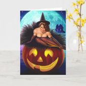 Carte "Sorcière Halloween" (Fleur jaune)