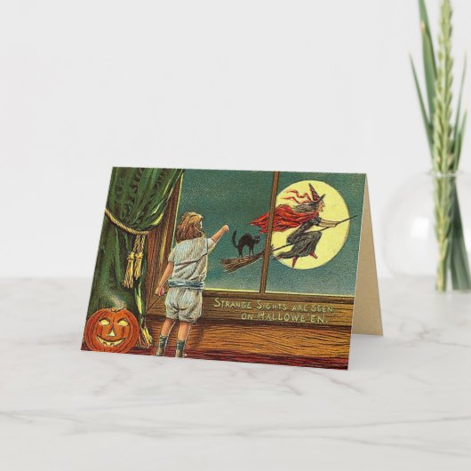 Carte sorcière Halloween vintage (Devant)
