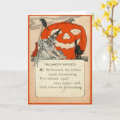 Carte Sorcière Jack-o'-lantern Black Cat Raven (Fleur jaune)