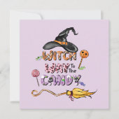 Carte Sorcière jusqu'au bonbon - Halloween amusant (Devant)