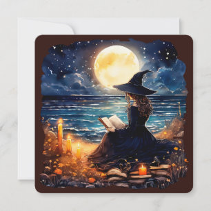 Carte Sorcière lire un livre - Wicca Halloween 1
