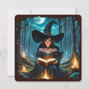 Carte Sorcière lire un livre - Wicca Halloween 2