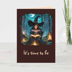Carte Sorcière lisant un livre - Wicca Halloween 2
