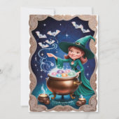 Carte Sorcière magique d'Halloween avec Cauldron (Devant)