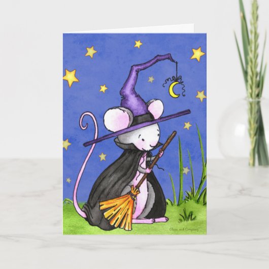 Carte Sorcière minuscule Halloween de souris (Devant)