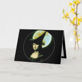Carte Sorcière Mona Lisa Halloween Pleine lune (Fleur jaune)