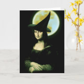 Carte Sorcière Mona Lisa Halloween Pleine lune (Fleur jaune)
