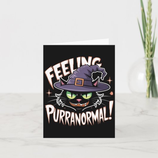 Carte Sorcière paranormale féticheuse de chat noir (Devant)