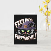 Carte Sorcière paranormale féticheuse de chat noir (Fleur jaune)