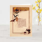 Carte Sorcière Pleine lune chauve-souris Cauldron (Fleur jaune)