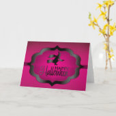 Carte Sorcière rose d'Halloween (Fleur jaune)