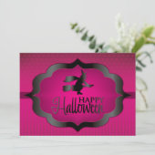Carte Sorcière rose d'Halloween (Debout devant)