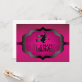 Carte Sorcière rose d'Halloween (Devant/Arrière en situation)