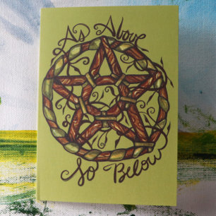Carte Sorcière verte Pagan Pentacle Nature Wicca