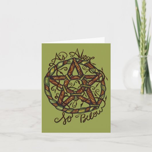 Carte Sorcière verte Pagan Pentacle Nature Wicca (Devant)