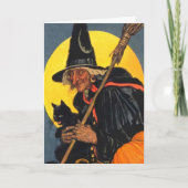 Carte Sorcière vintage avec chat noir (Devant)