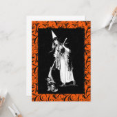 Carte Sorcière vintage d'Halloween (Devant/Arrière en situation)