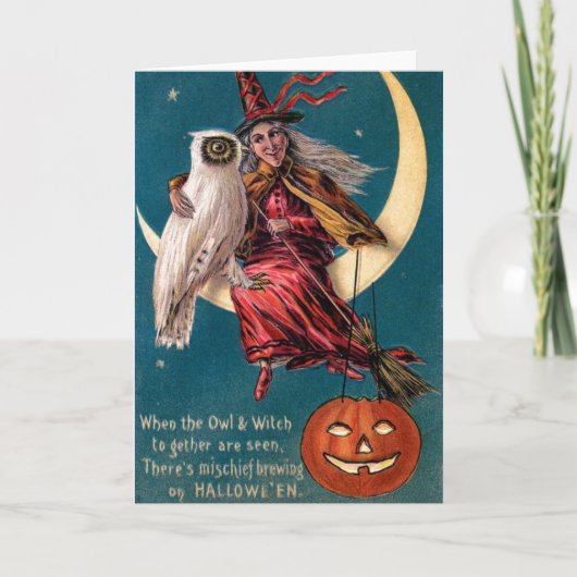 Carte Sorcière vintage d'Halloween (Devant)