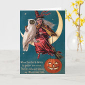 Carte Sorcière vintage d'Halloween (Fleur jaune)