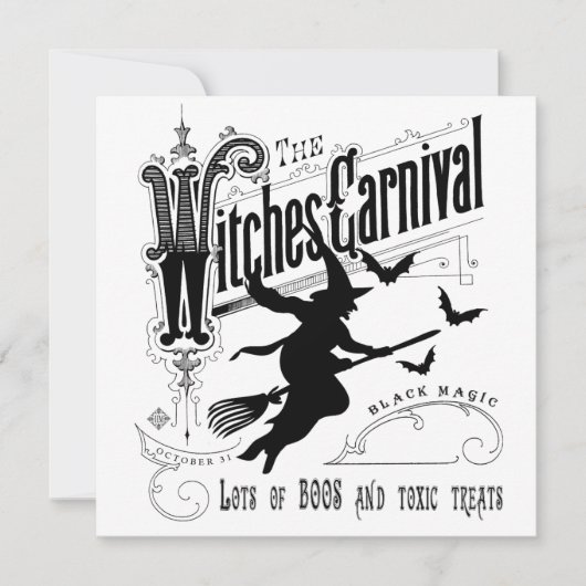 Carte Sorcière vintage d'Halloween (Devant)