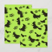 Carte Sorcière volante parmi les étoiles à Halloween nui (Devant / Derrière)