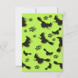 Carte Sorcière volante parmi les étoiles à Halloween nui