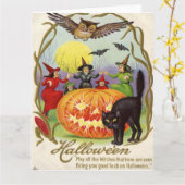 Carte Sorcières dansant autour de la lanterne de Jack O (Fleur jaune)