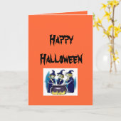 Carte sorcières, Halloween heureux (Fleur jaune)