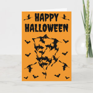 Carte Sorcières volantes silhouette de chauves-souris cr