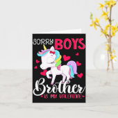 Carte Sorry Boys Brother Is My Valentines Day Unicorn  (Fleur jaune)