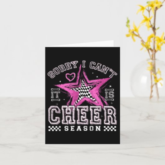Carte Sorry I Can't It's Cheer Season Cheerleader Checke (Fleur jaune)
