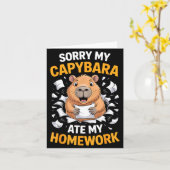 Carte Sorry My Capybara Ate My Homework Funny Rodent  (Fleur jaune)