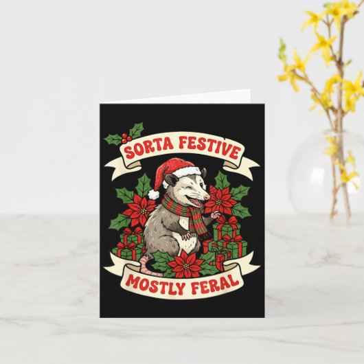 Carte Sorta Festive Mostly Feral Ossum Funny Christmas H (Fleur jaune)