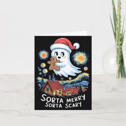 Carte Sorta Merry Sorta Y Santa Ghost Christmas Gingerbr (Devant)