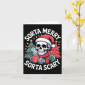 Carte Sorta Merry Sorta Y Skeleton With Santa Hat  (Fleur jaune)