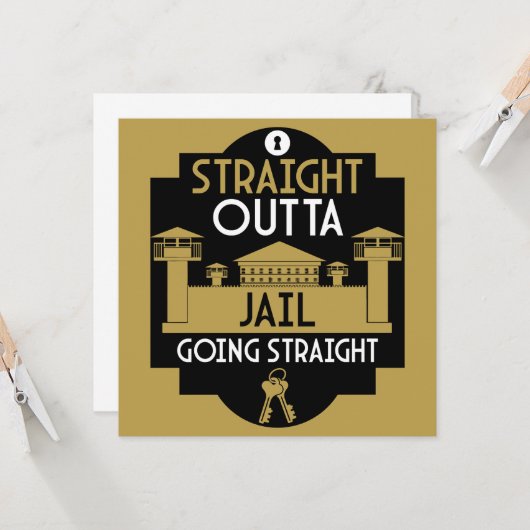 Carte Sortez De Prison Libération Cadeau (Devant/Arrière en situation)