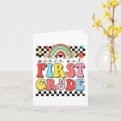 Carte Sortie 1ère année Retro Super Joyeux Dernier jour  (Fleur jaune)