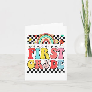 Carte Sortie 1re année Rétro Groovy Joyeux Dernier Jour