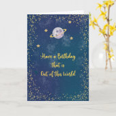 Carte Sortie de ce Anniversaire Mondial avec Planète & É (Fleur jaune)