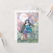 Carte Sortie de la sorcière d'Halloween ordinaire (Devant/Arrière en situation)