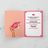 Carte Sortir avec les honneurs Fille diplômée rose clair (Intérieur)