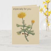 Carte Souci à feuilles de hachette botanique modifiable (Fleur jaune)