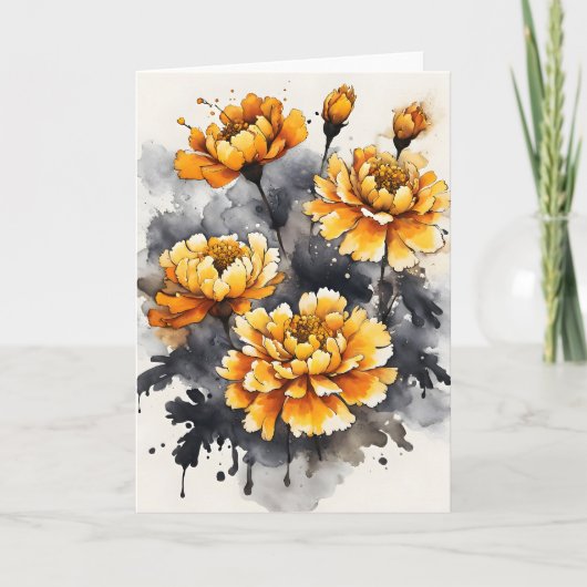 Carte Souci - Fleurs à l'aquarelle (Devant)